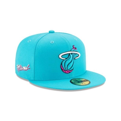 Blue Miami Heat Hat - New Era NBA 2019 NBA Authentics City Series Alt 59FIFTY Fitted Caps USA3069128